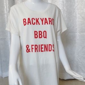 Backyard barbecue friends unisex WHITE t-shirt RED Summer L XL 2XL Graphic New